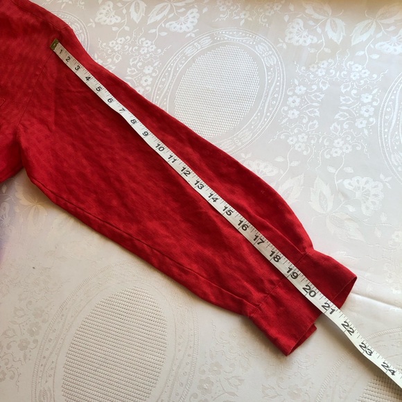 Liz Claiborne Liz-Sport 100% Irish Linen Red Button-Down Shirt Women’s Size S - Picture 10 of 16